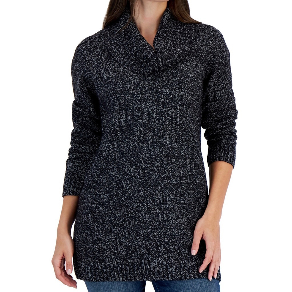 Karen Scott Cowl neck Chunky Sweater, Size M Purple Shimmer
